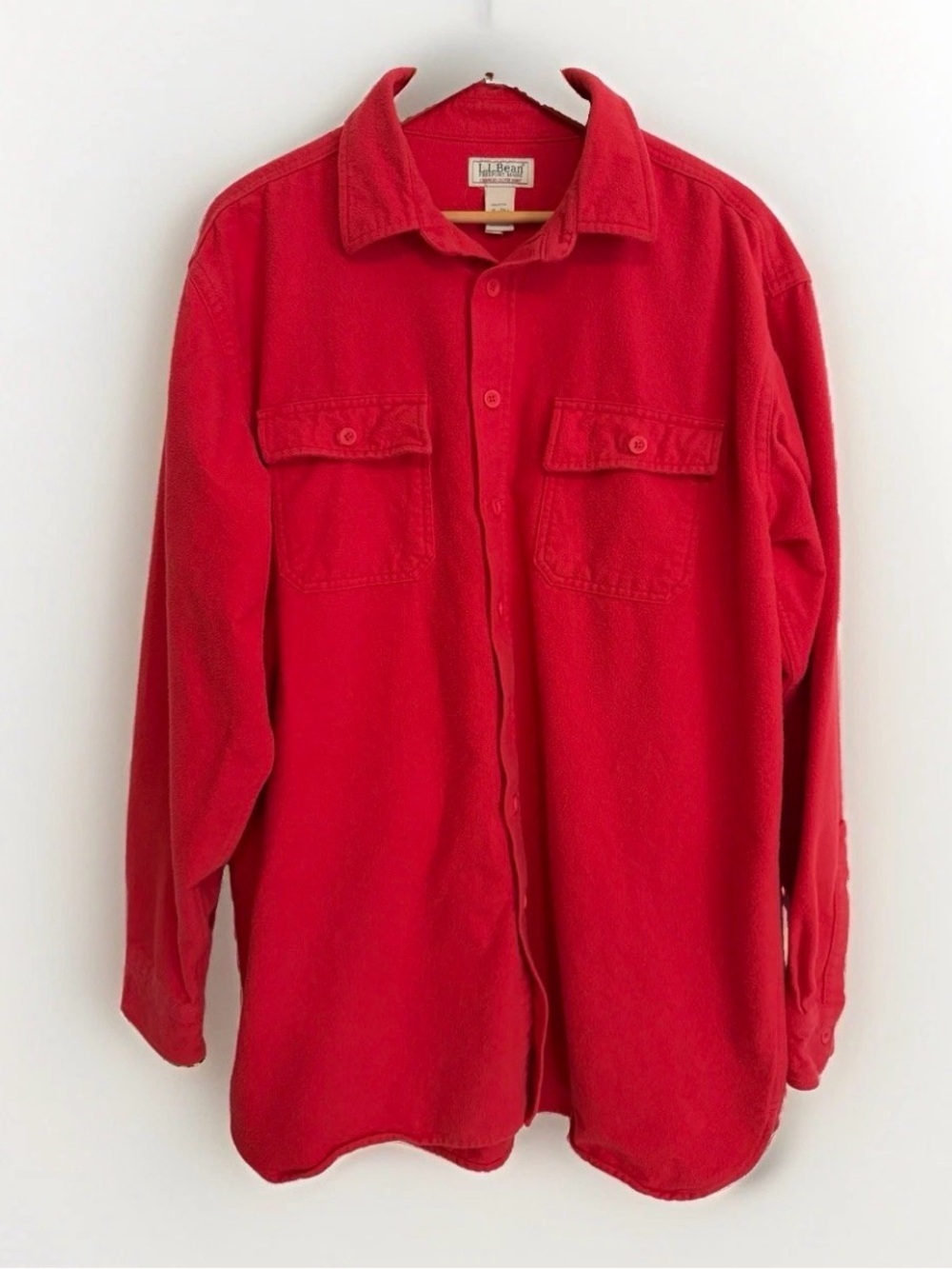 Vintage L.L. Bean Chamois Cloth Shirt Men's XLT Red Traditional Fit Button Down